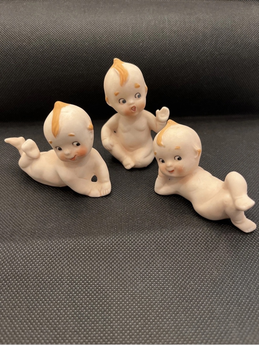 VINTAGE Kewpie? BABY Figurines Lot of 3. Babies Laying Naked. Japan. Ceramic.
